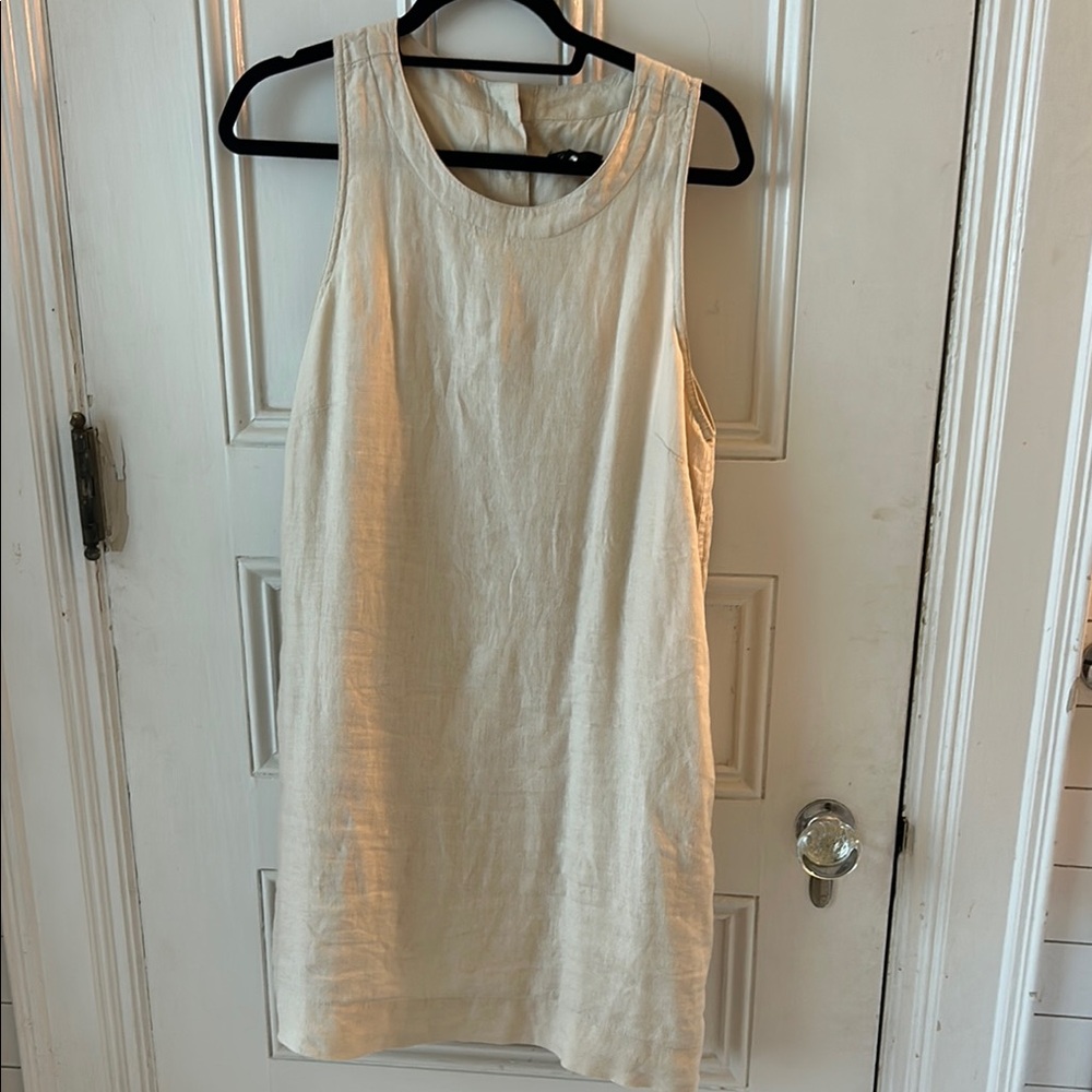 JCrew Cream Sleeveless Linen Dress